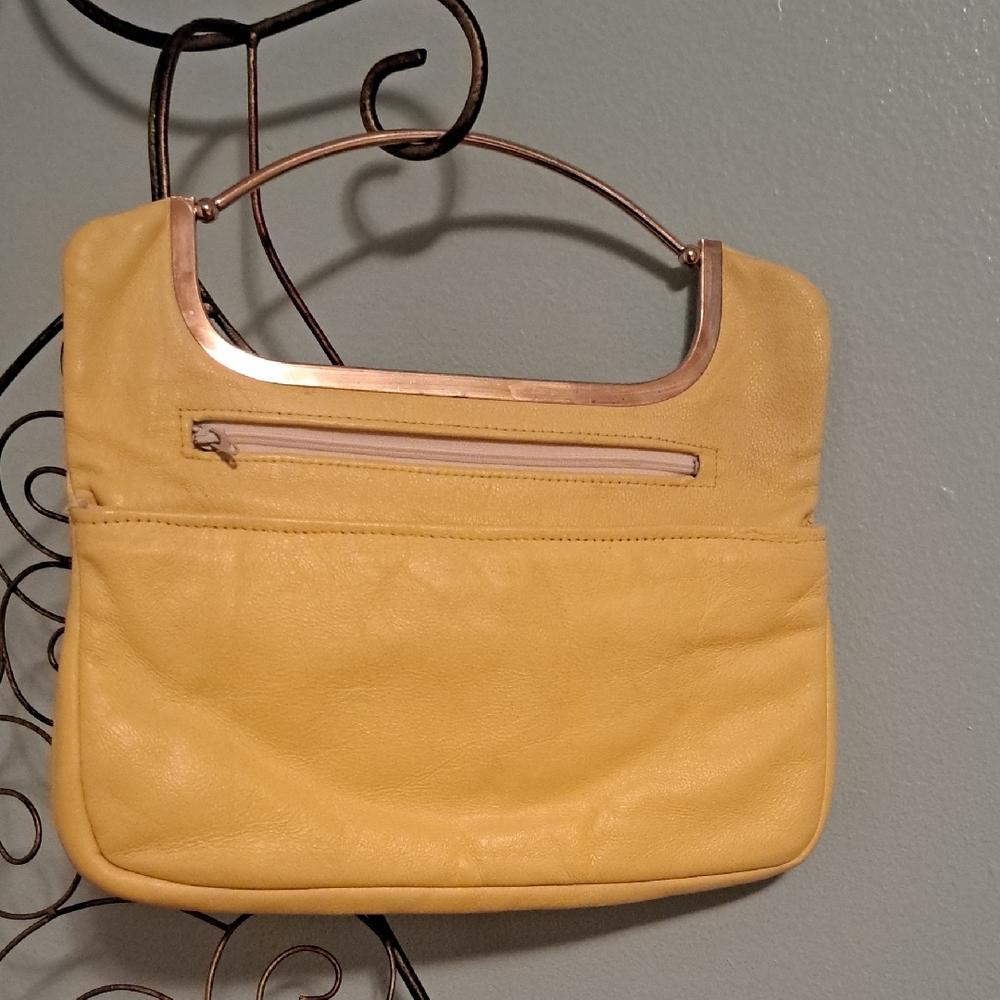 Vintage Yellow Leather Handbag Purse Or Clutch